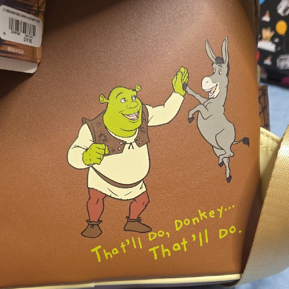 Loungefly Shrek and Donkey Backpack - Green and Tan